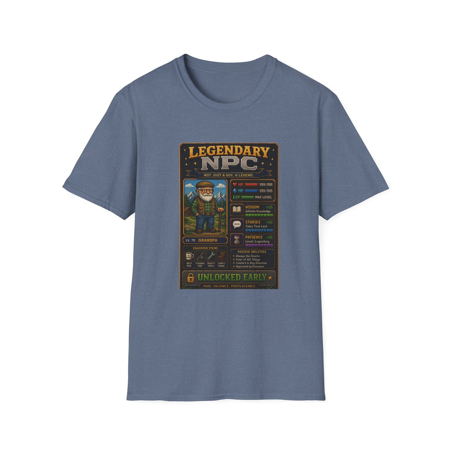 Legendary NPC Grandpa 8 bit T Shirt