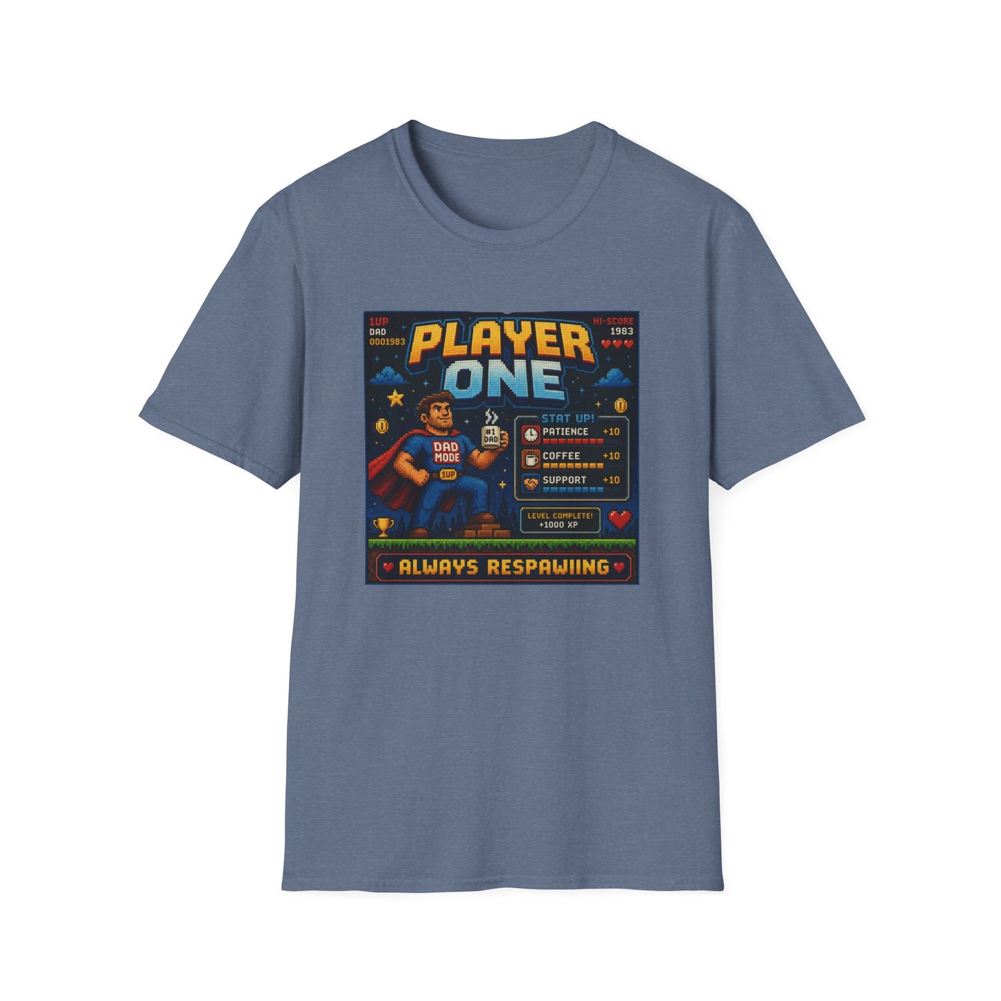 Player 1 Dad 8 bit T Shirt