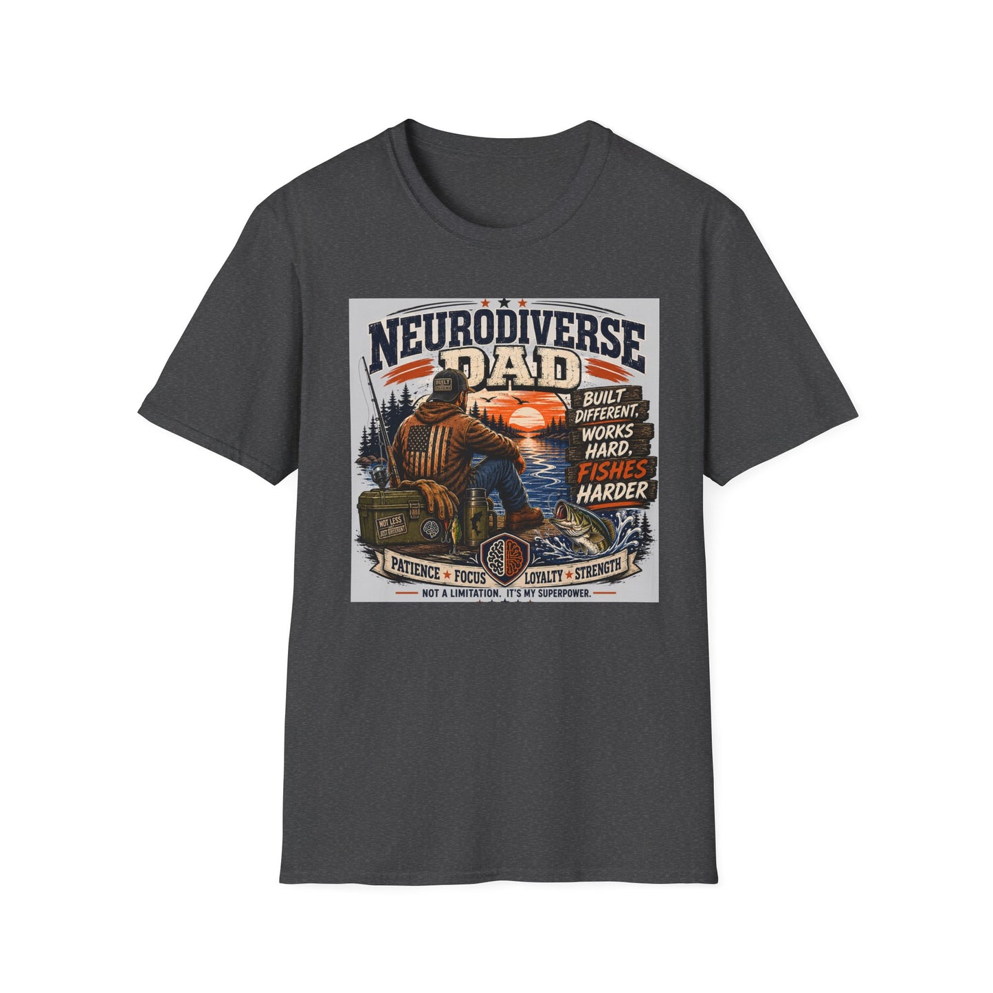 Nerodiverse Dad Built Different Fishing T Shirt
