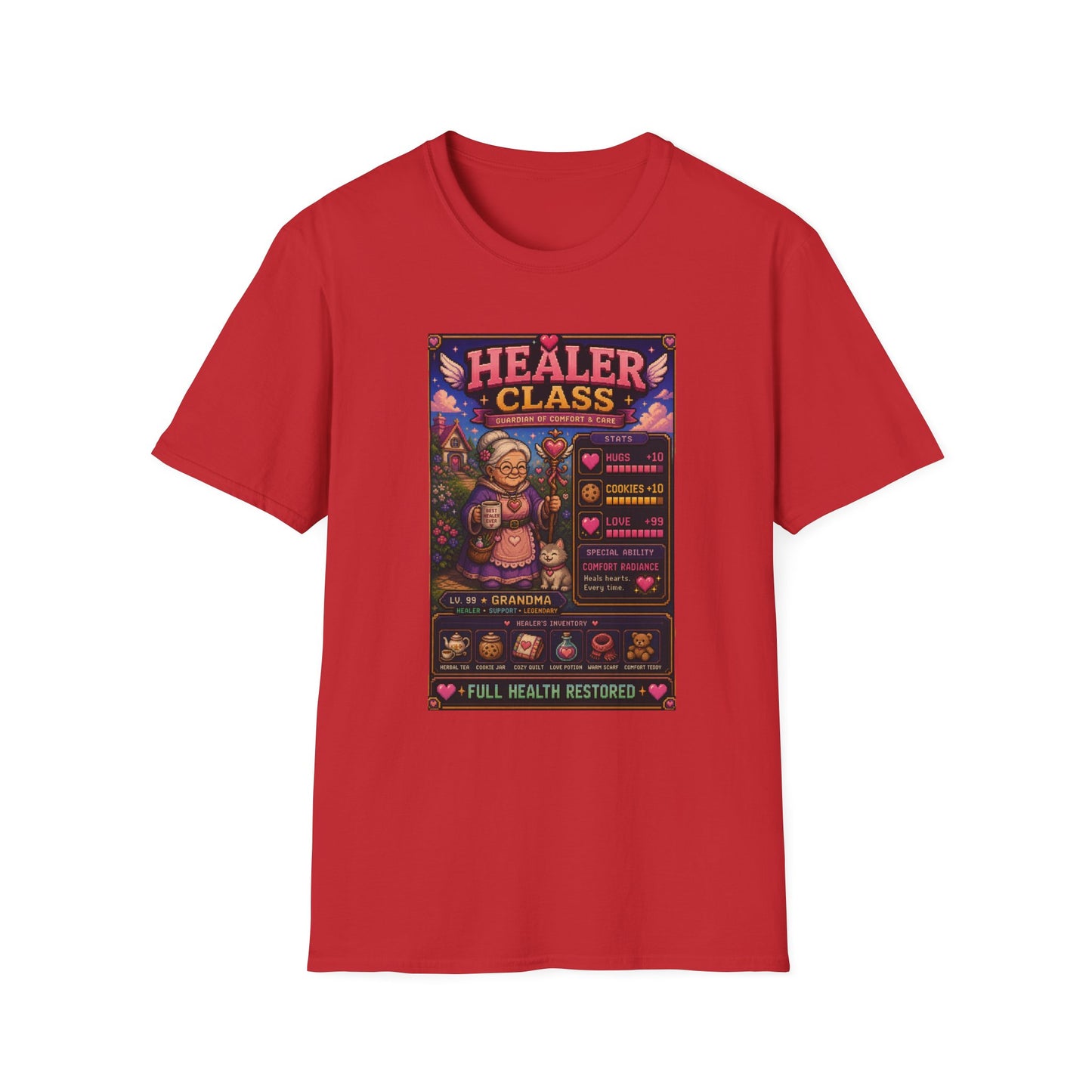 Healer Class Grandma 8 bit T Shirt