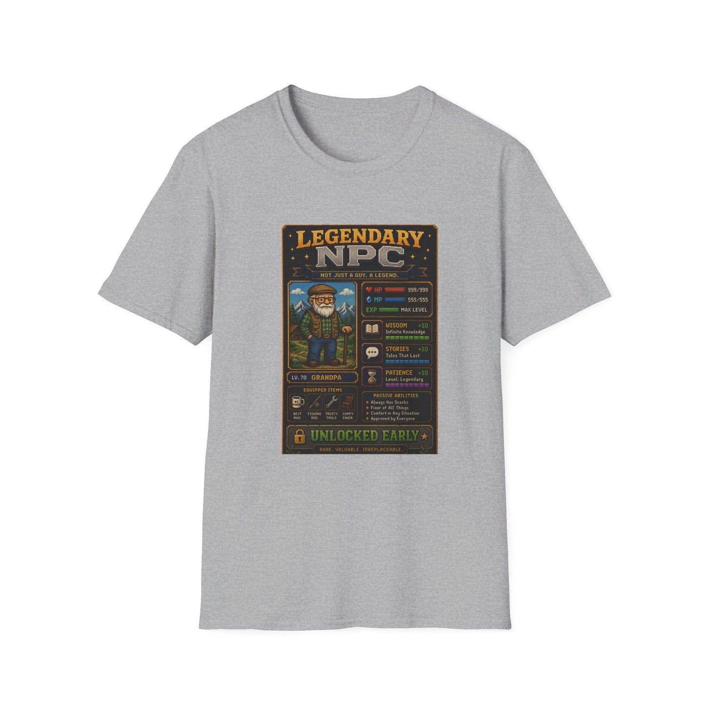 Legendary NPC Grandpa 8 bit T Shirt
