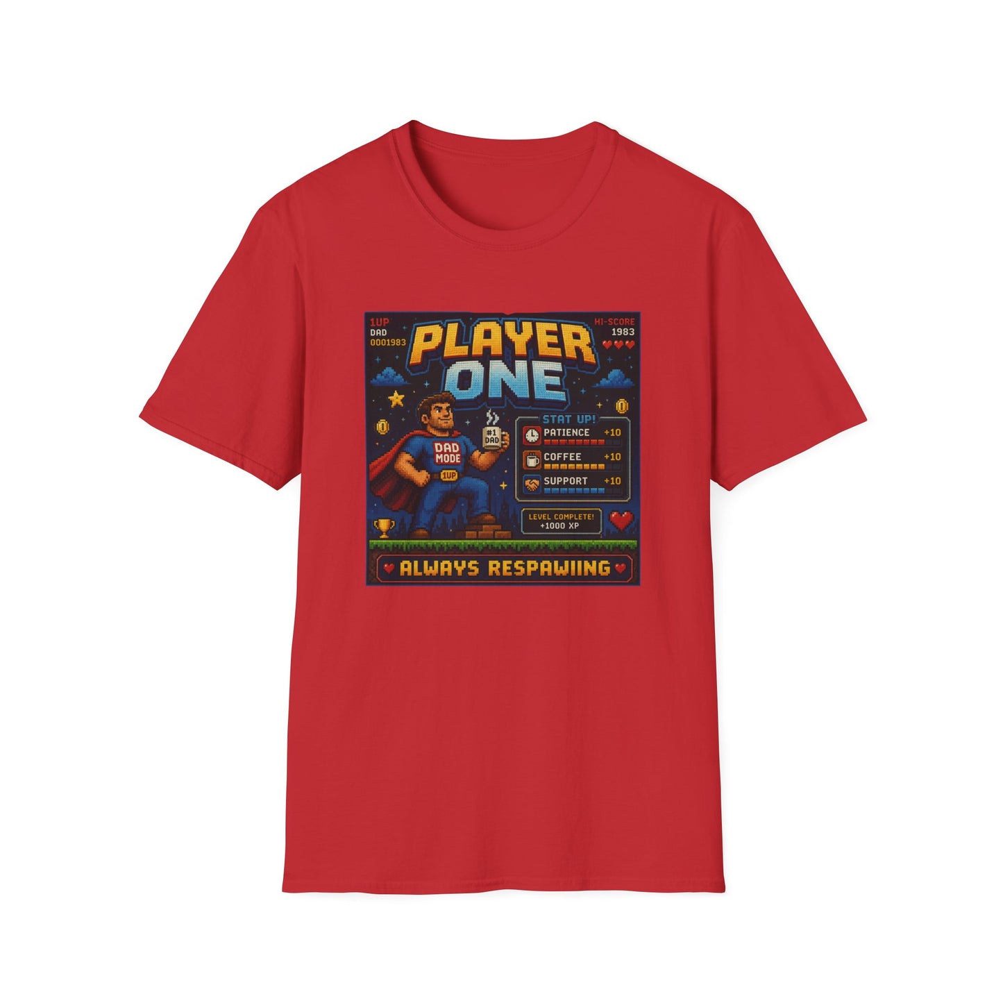 Player 1 Dad 8 bit T Shirt