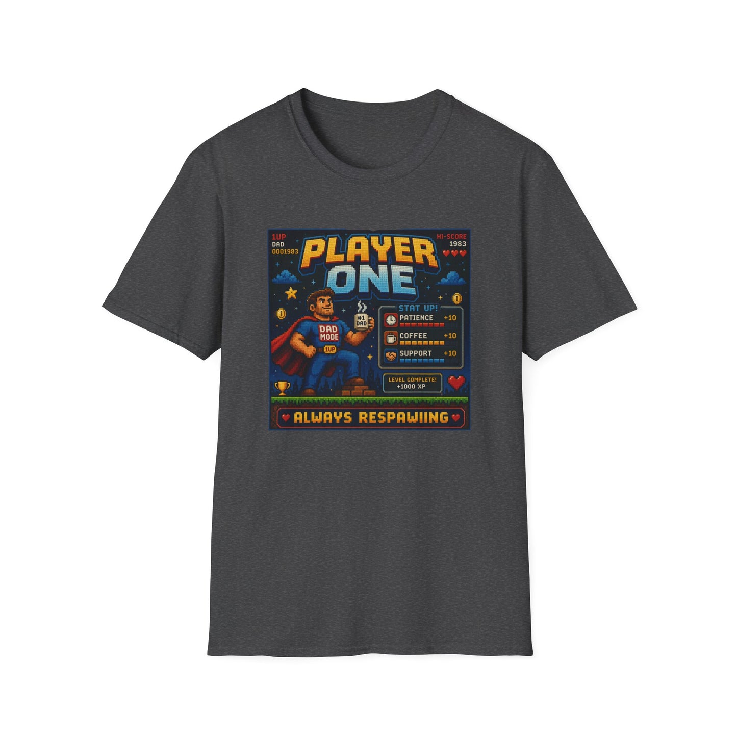Player 1 Dad 8 bit T Shirt