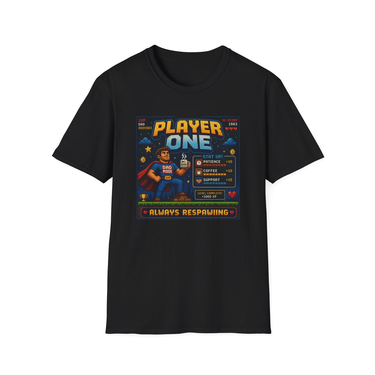 Player 1 Dad 8 bit T Shirt