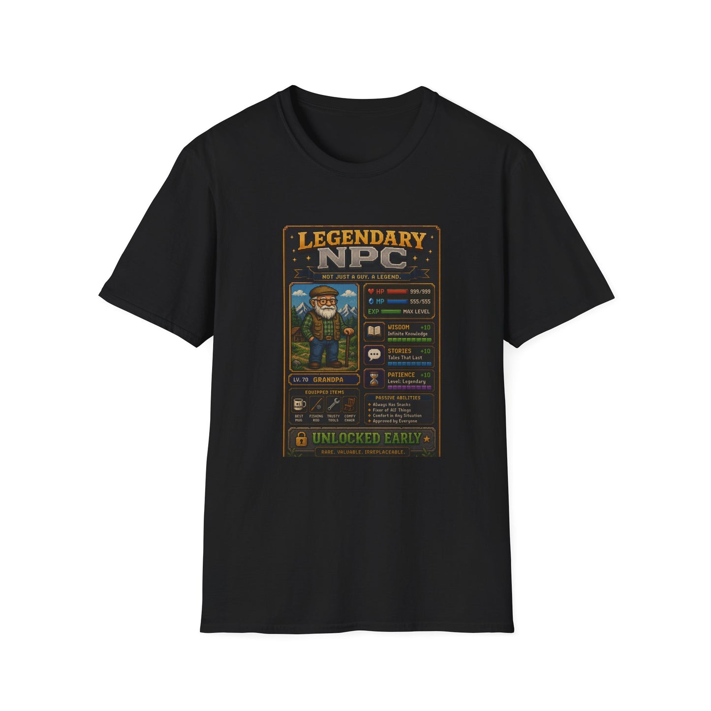 Legendary NPC Grandpa 8 bit T Shirt
