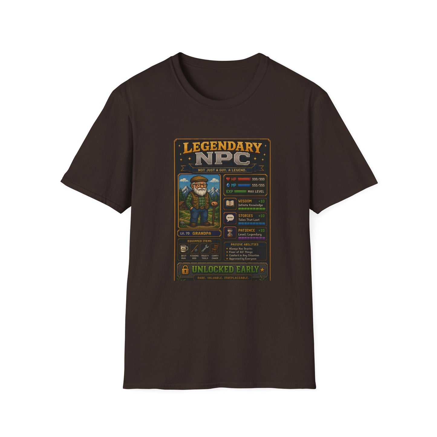 Legendary NPC Grandpa 8 bit T Shirt