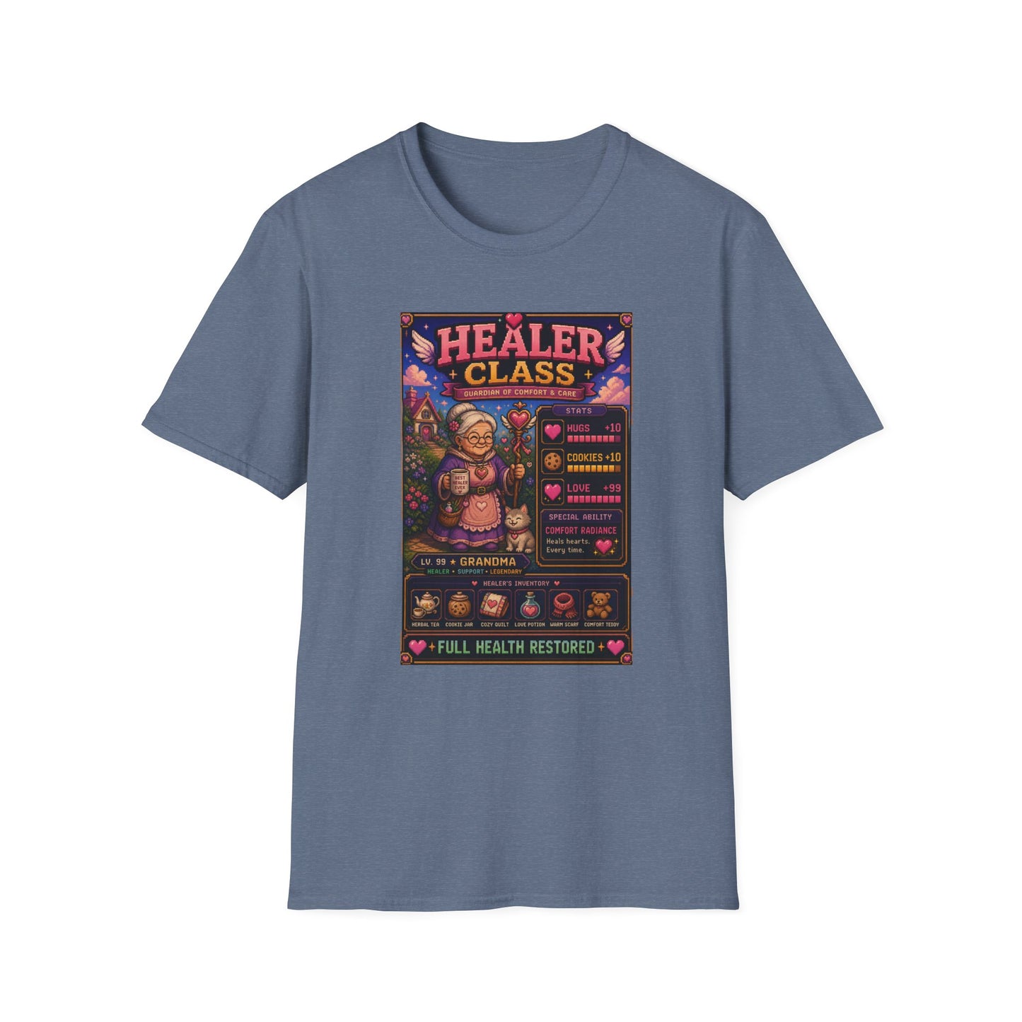 Healer Class Grandma 8 bit T Shirt