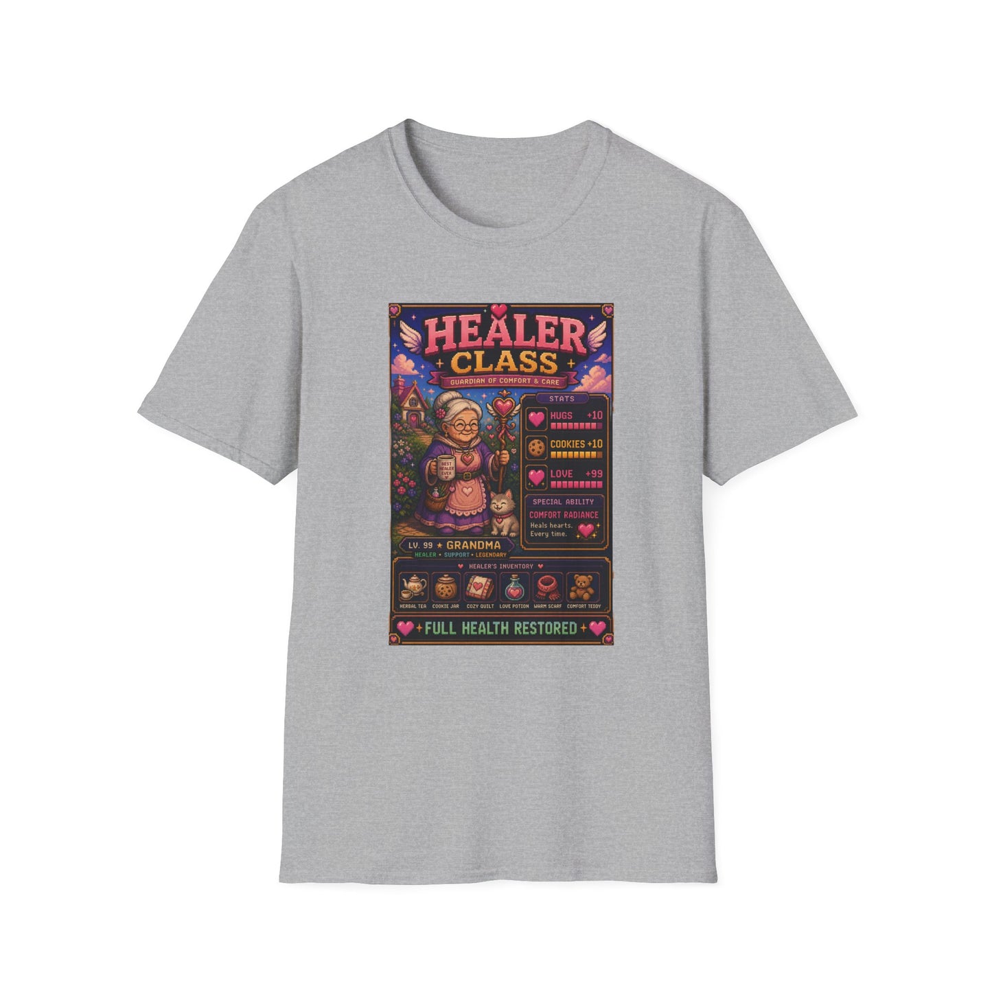 Healer Class Grandma 8 bit T Shirt