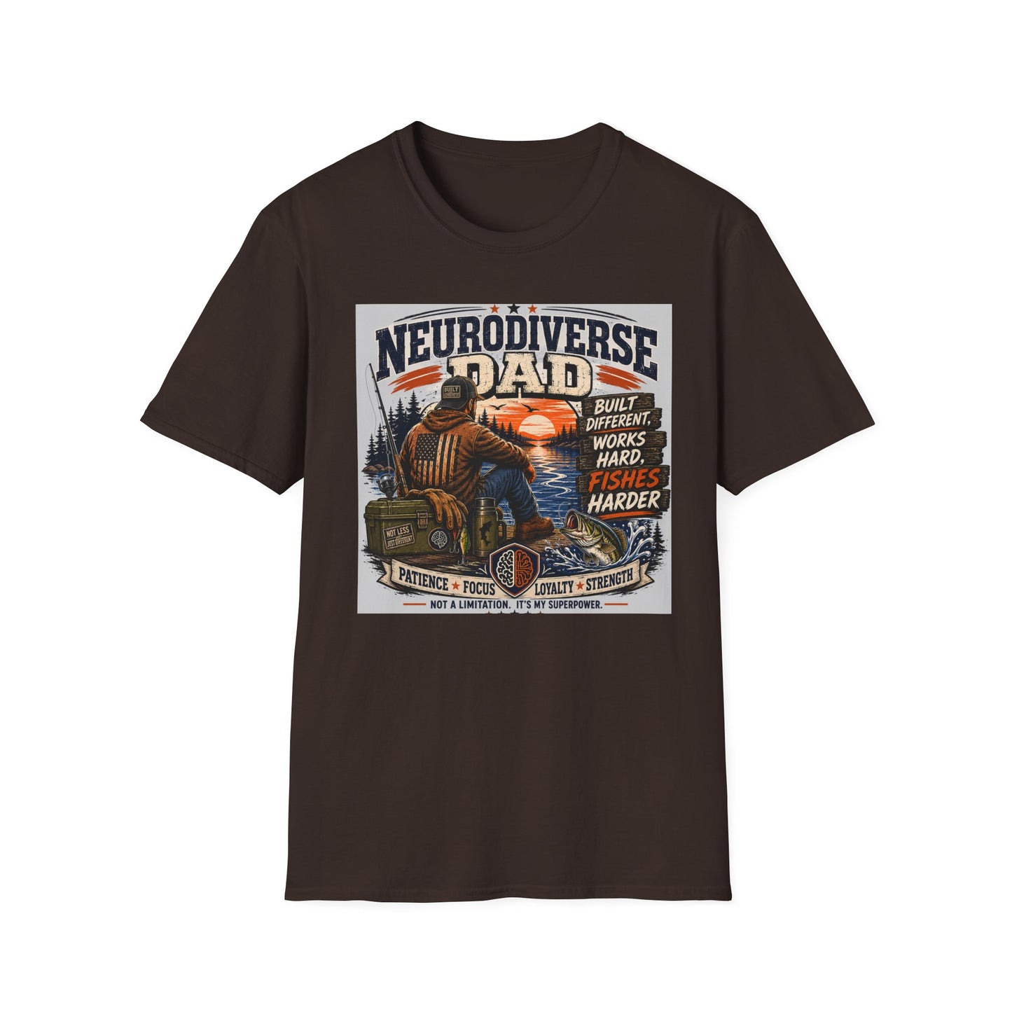Nerodiverse Dad Built Different Fishing T Shirt