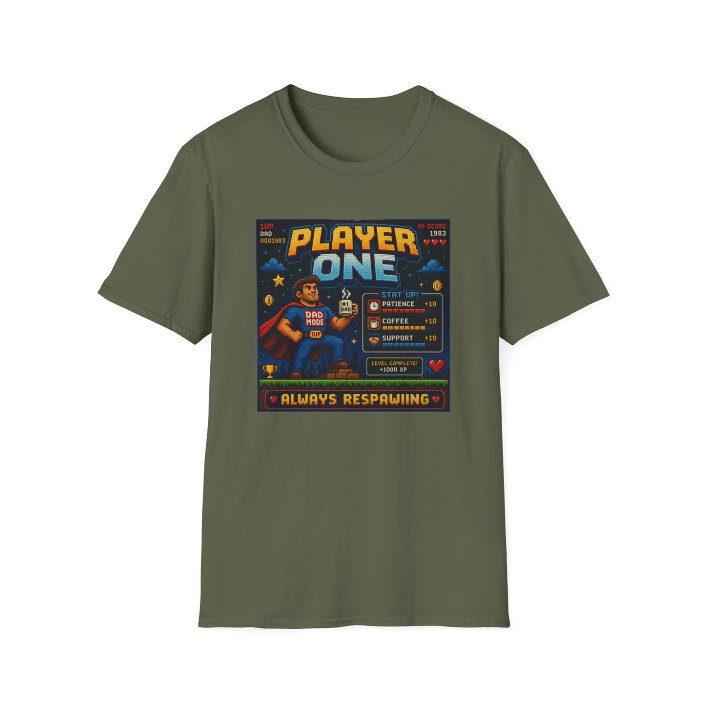 Player 1 Dad 8 bit T Shirt