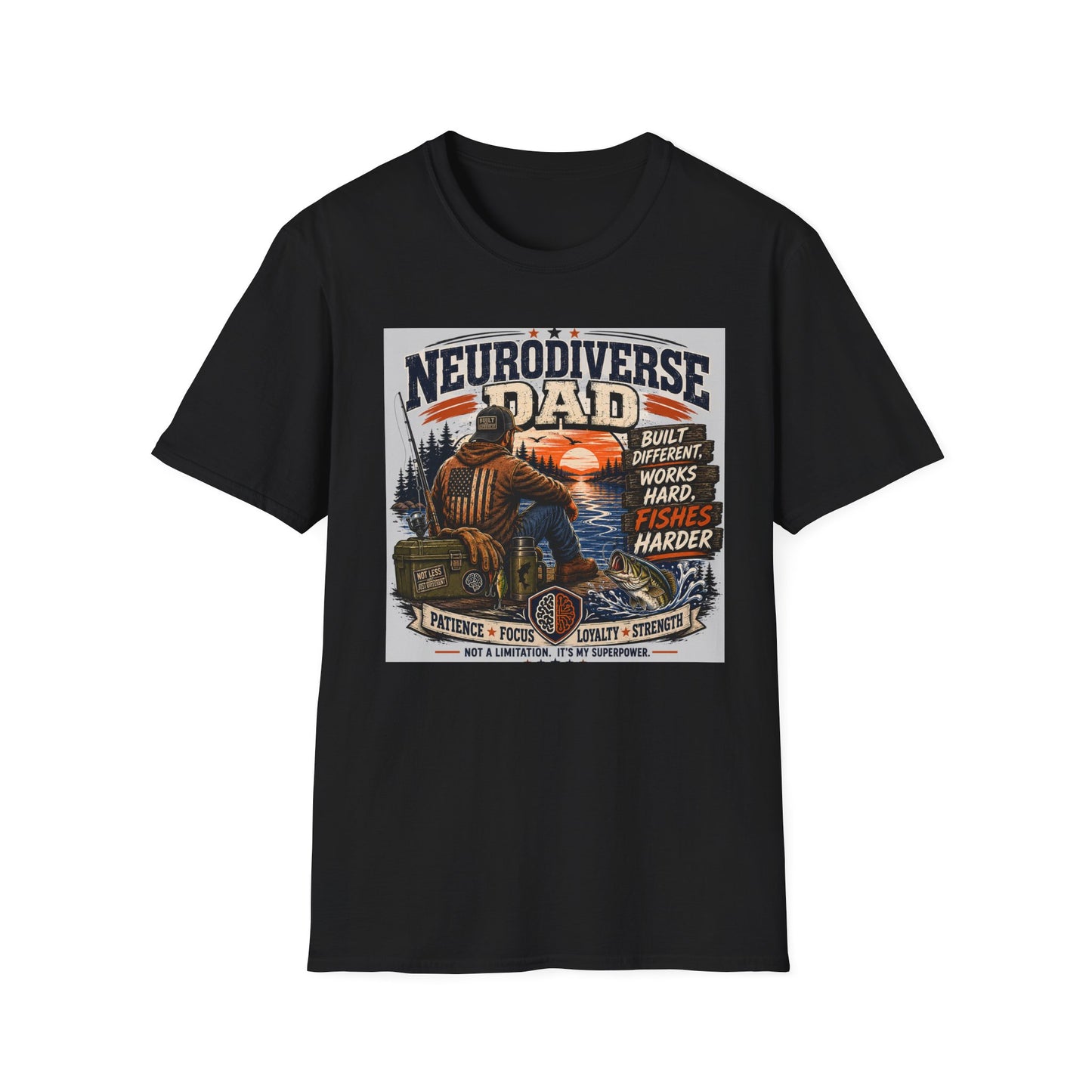 Nerodiverse Dad Built Different Fishing T Shirt
