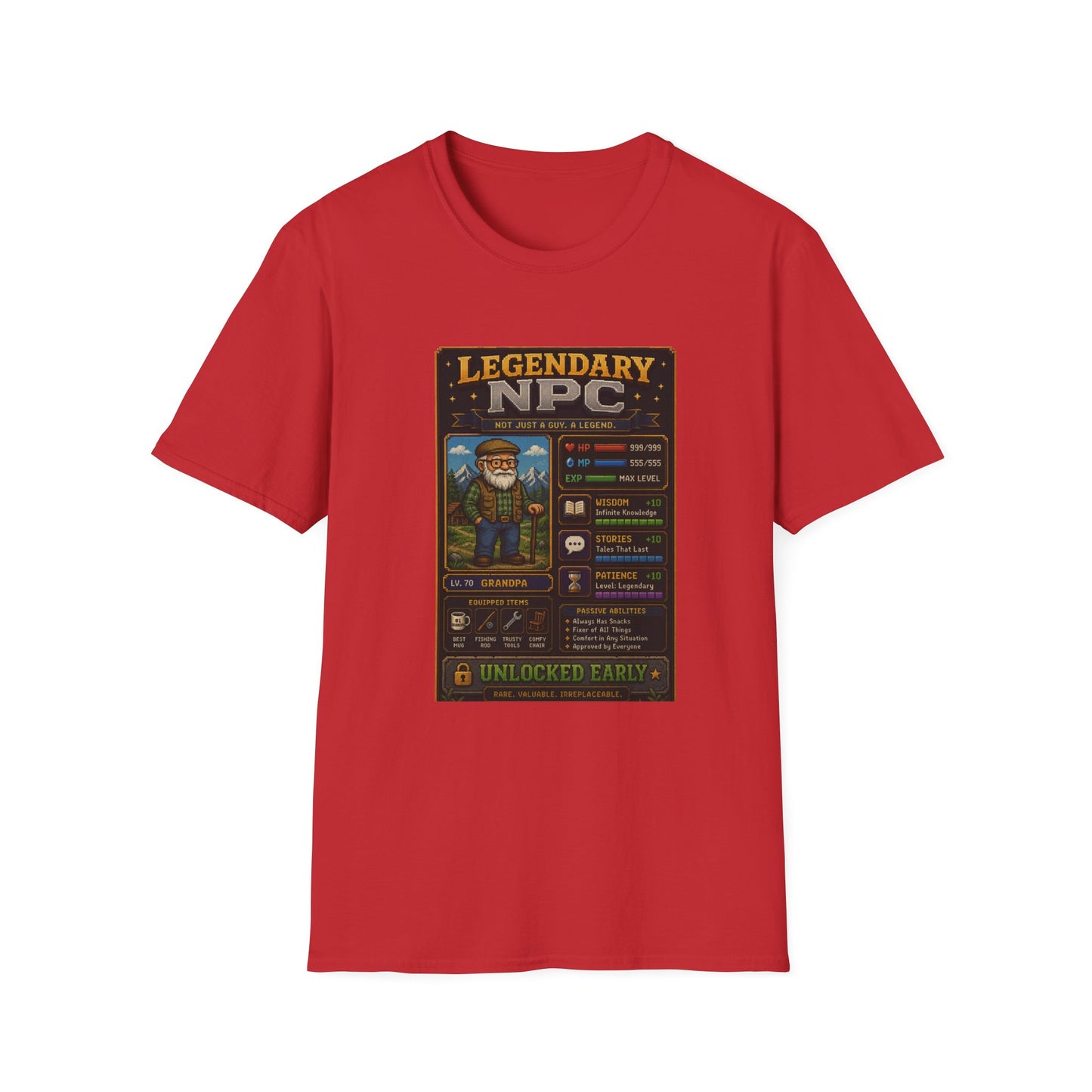 Legendary NPC Grandpa 8 bit T Shirt