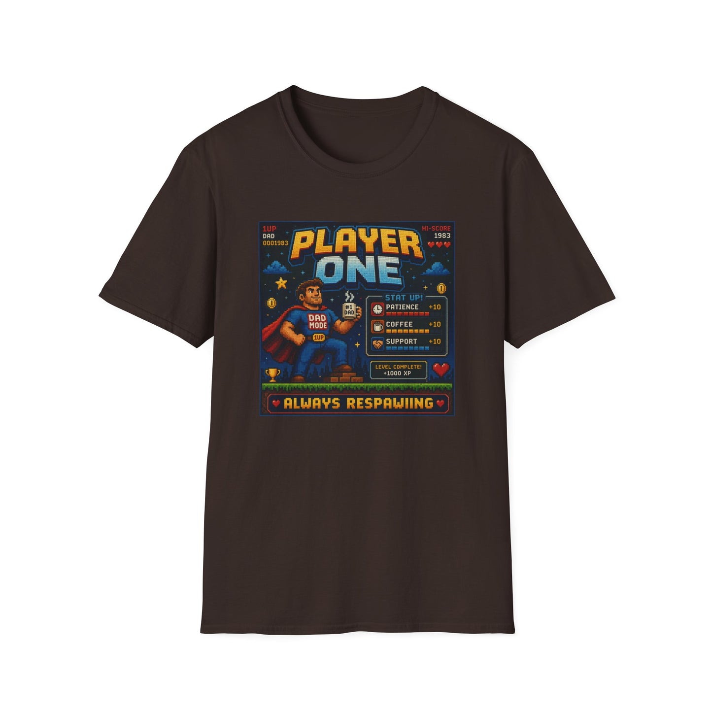 Player 1 Dad 8 bit T Shirt
