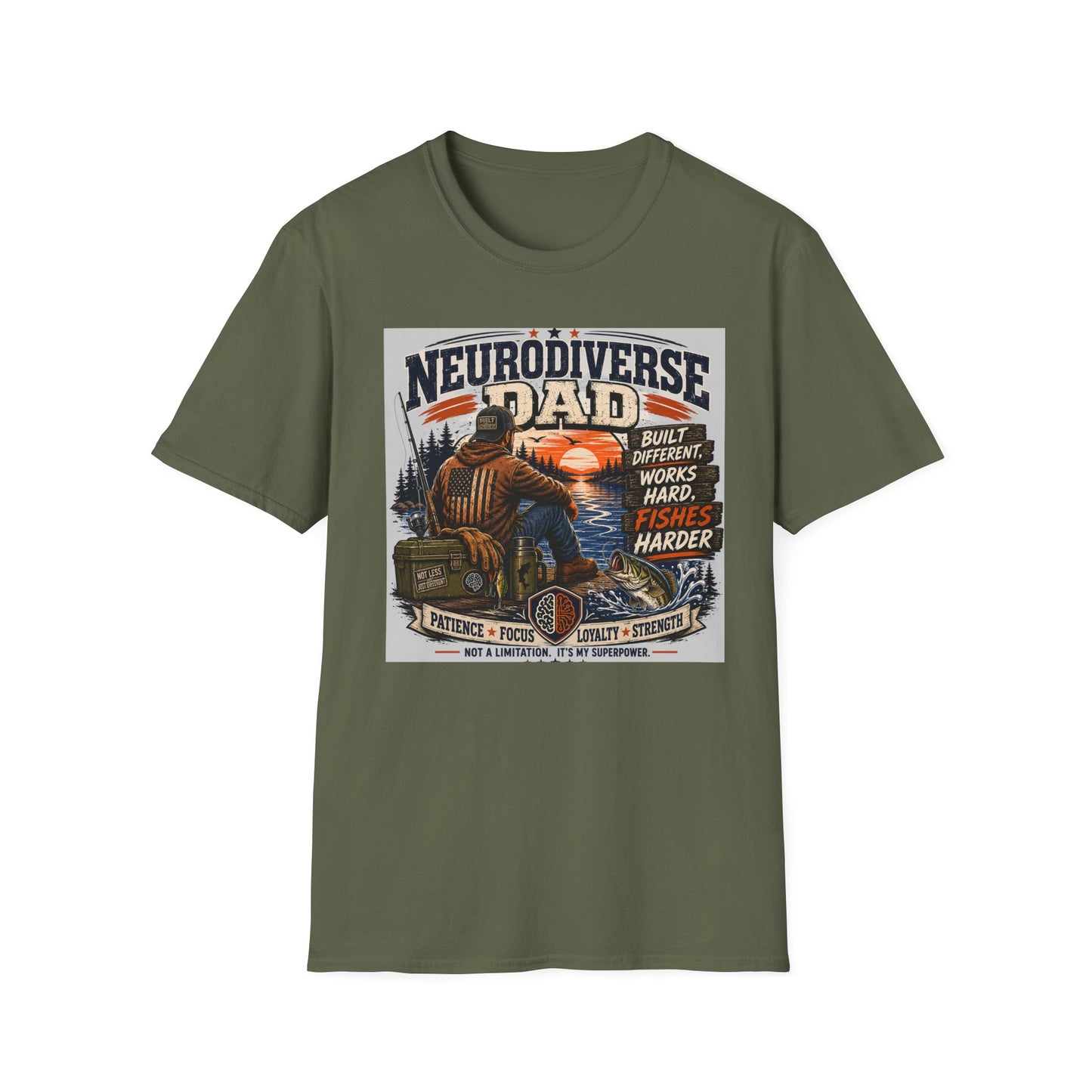 Nerodiverse Dad Built Different Fishing T Shirt