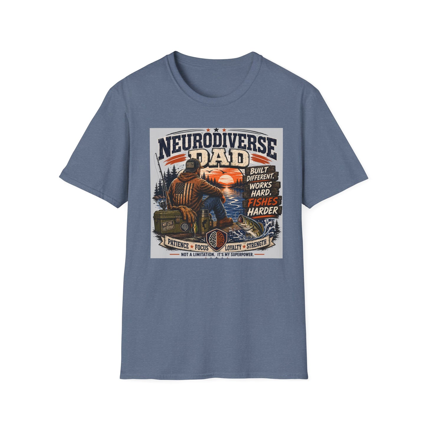 Nerodiverse Dad Built Different Fishing T Shirt