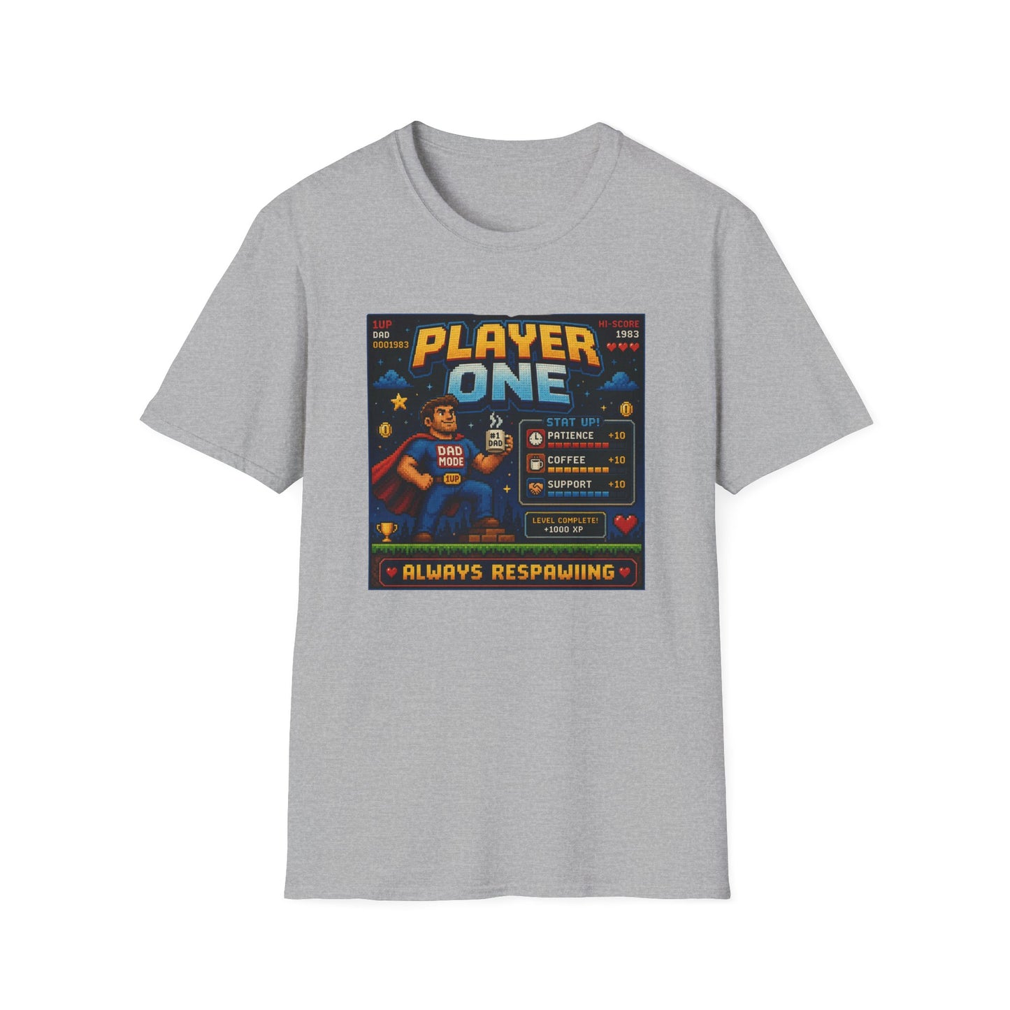Player 1 Dad 8 bit T Shirt