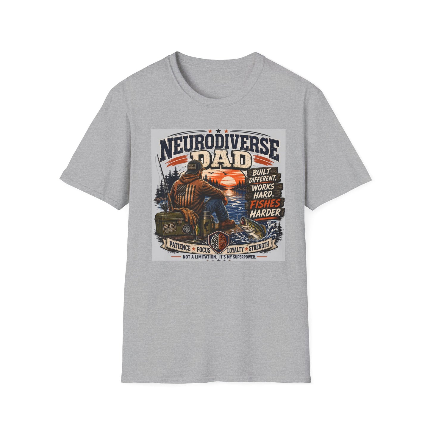 Nerodiverse Dad Built Different Fishing T Shirt