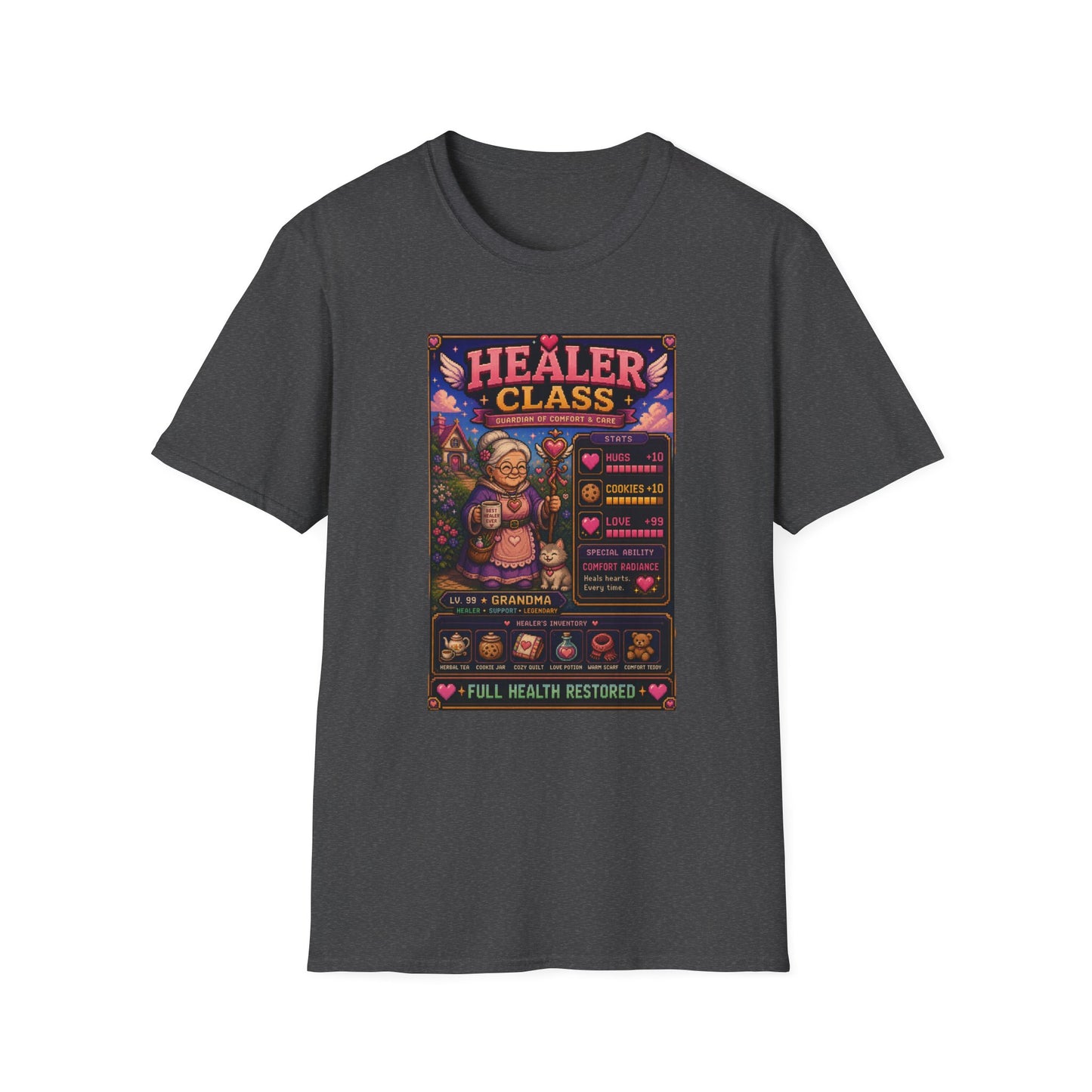 Healer Class Grandma 8 bit T Shirt