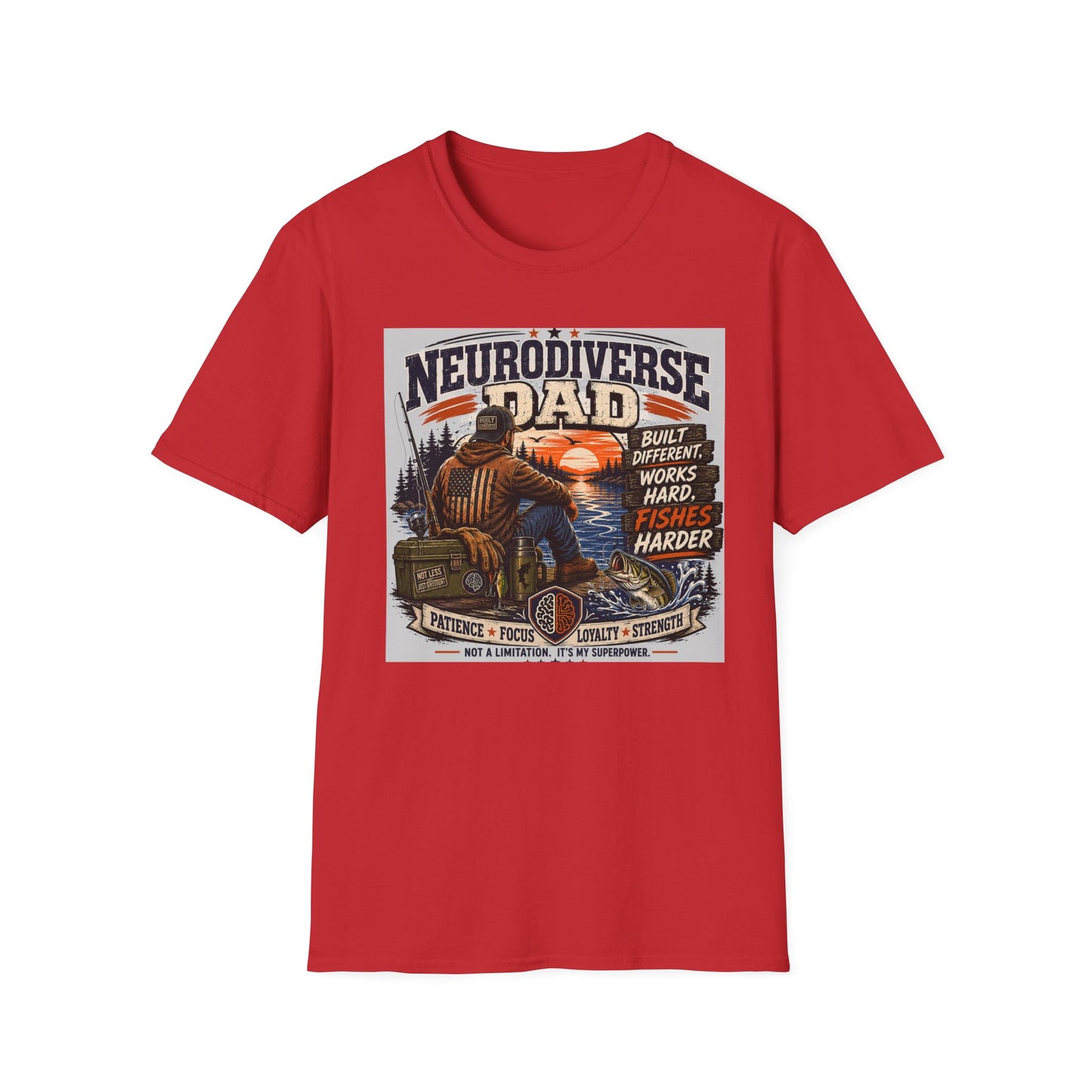 Nerodiverse Dad Built Different Fishing T Shirt