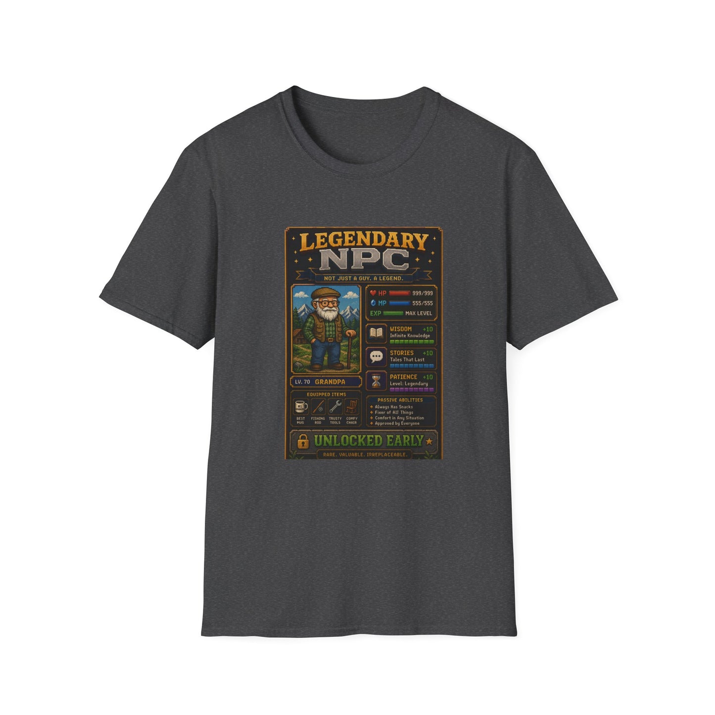 Legendary NPC Grandpa 8 bit T Shirt