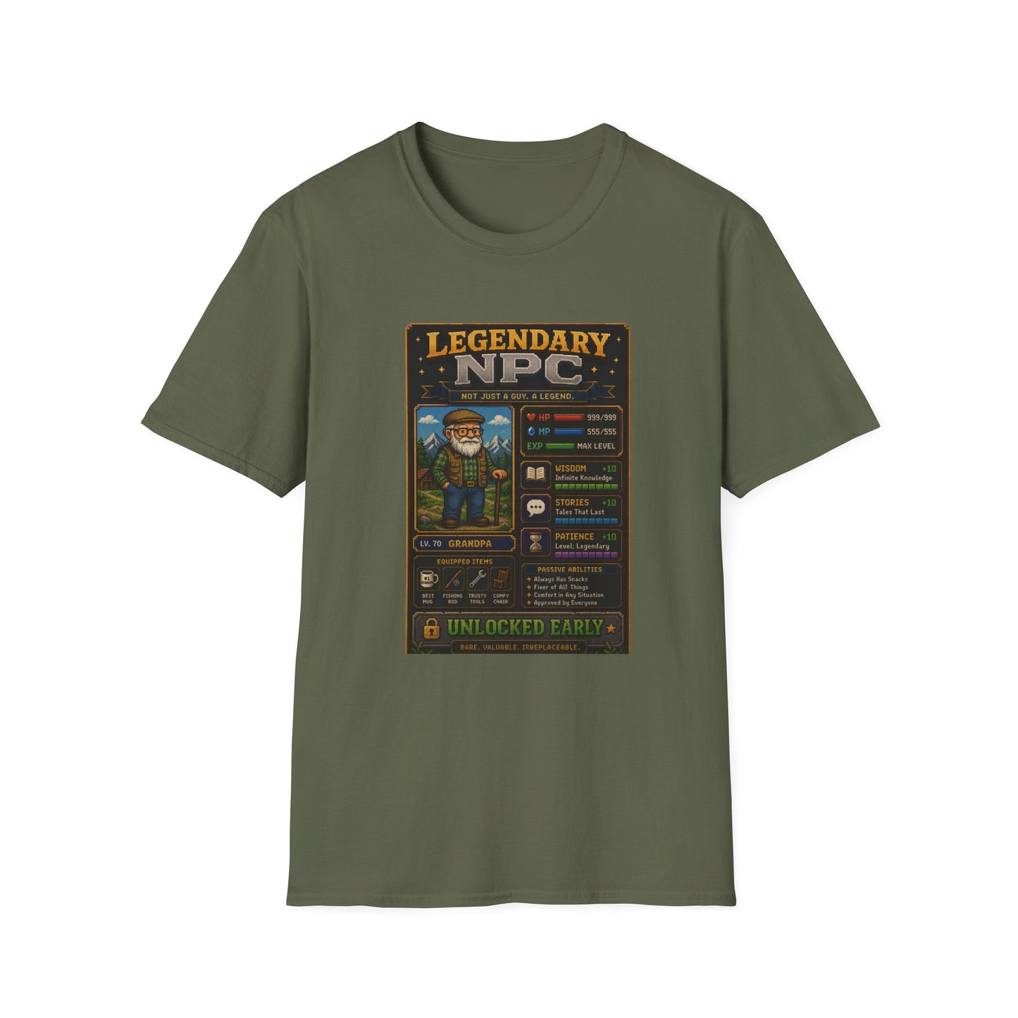 Legendary NPC Grandpa 8 bit T Shirt