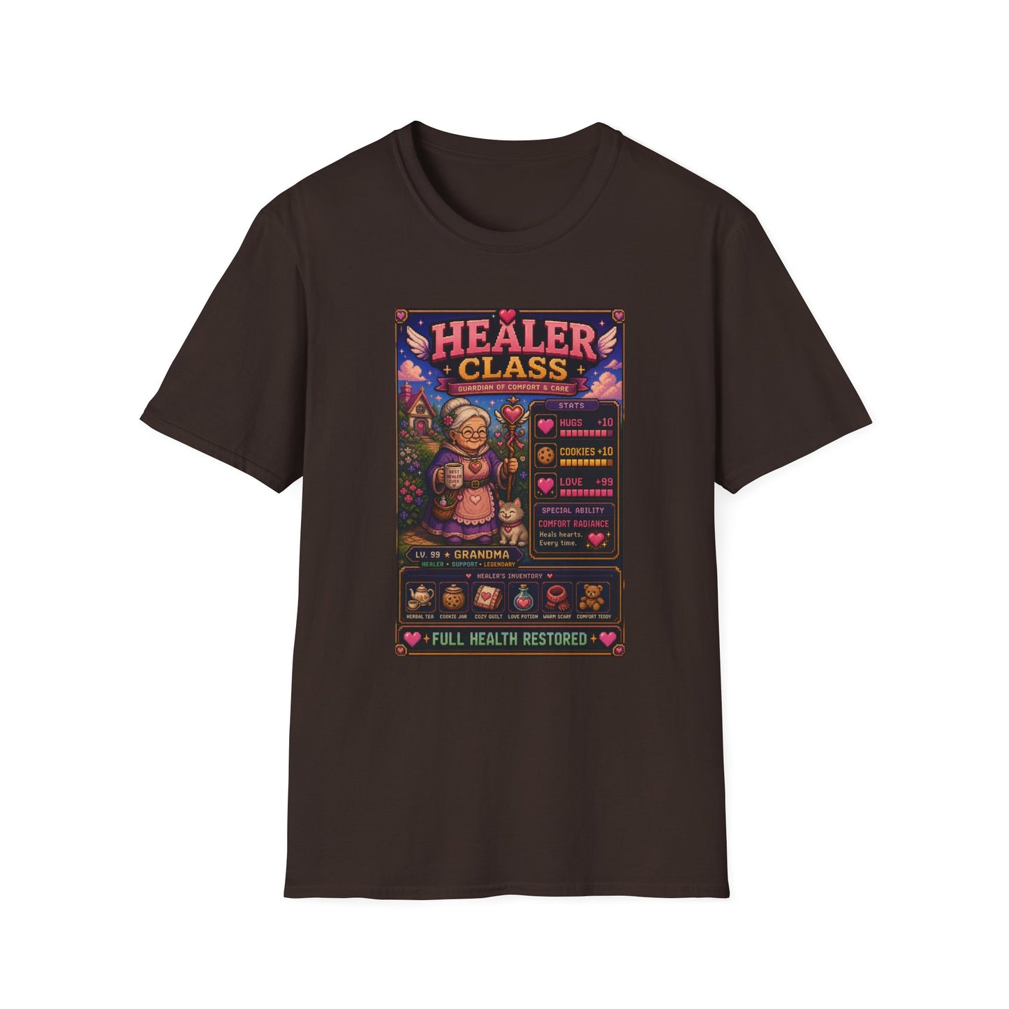 Healer Class Grandma 8 bit T Shirt